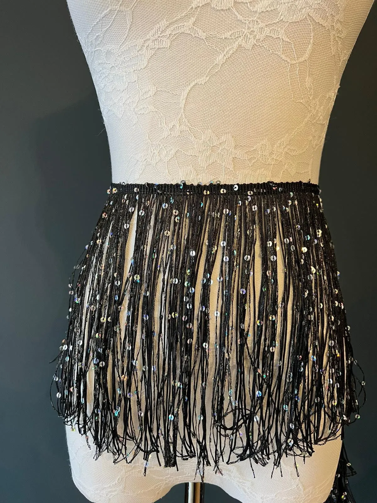 Fringe, Fringe With Sequins, Sequinned,  Sequin Fringe, Dance, Costumes, Fashion, Party, Dress Fringe, 20cm, 8 inch, 12 Colours, Yellow