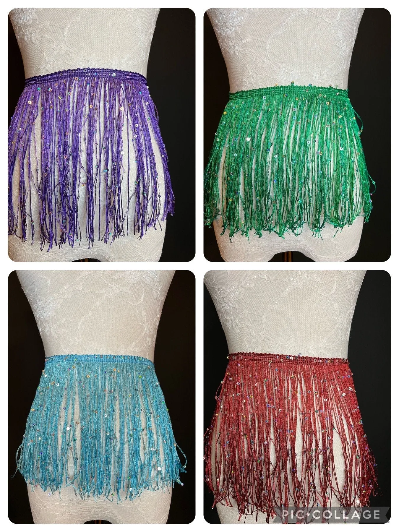 Fringe, Fringe With Sequins, Sequinned,  Sequin Fringe, Dance, Costumes, Fashion, Party, Dress Fringe, 20cm, 8 inch, 12 Colours, Yellow