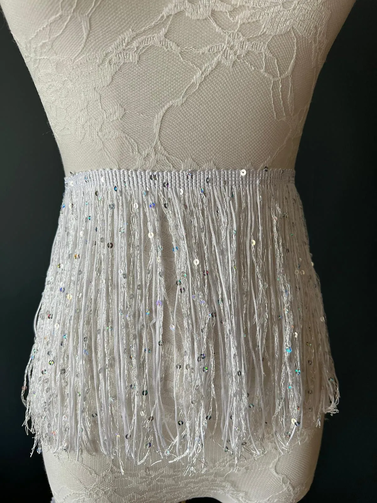 Fringe, Fringe With Sequins, Sequinned,  Sequin Fringe, Dance, Costumes, Fashion, Party, Dress Fringe, 20cm, 8 inch, 12 Colours, Yellow