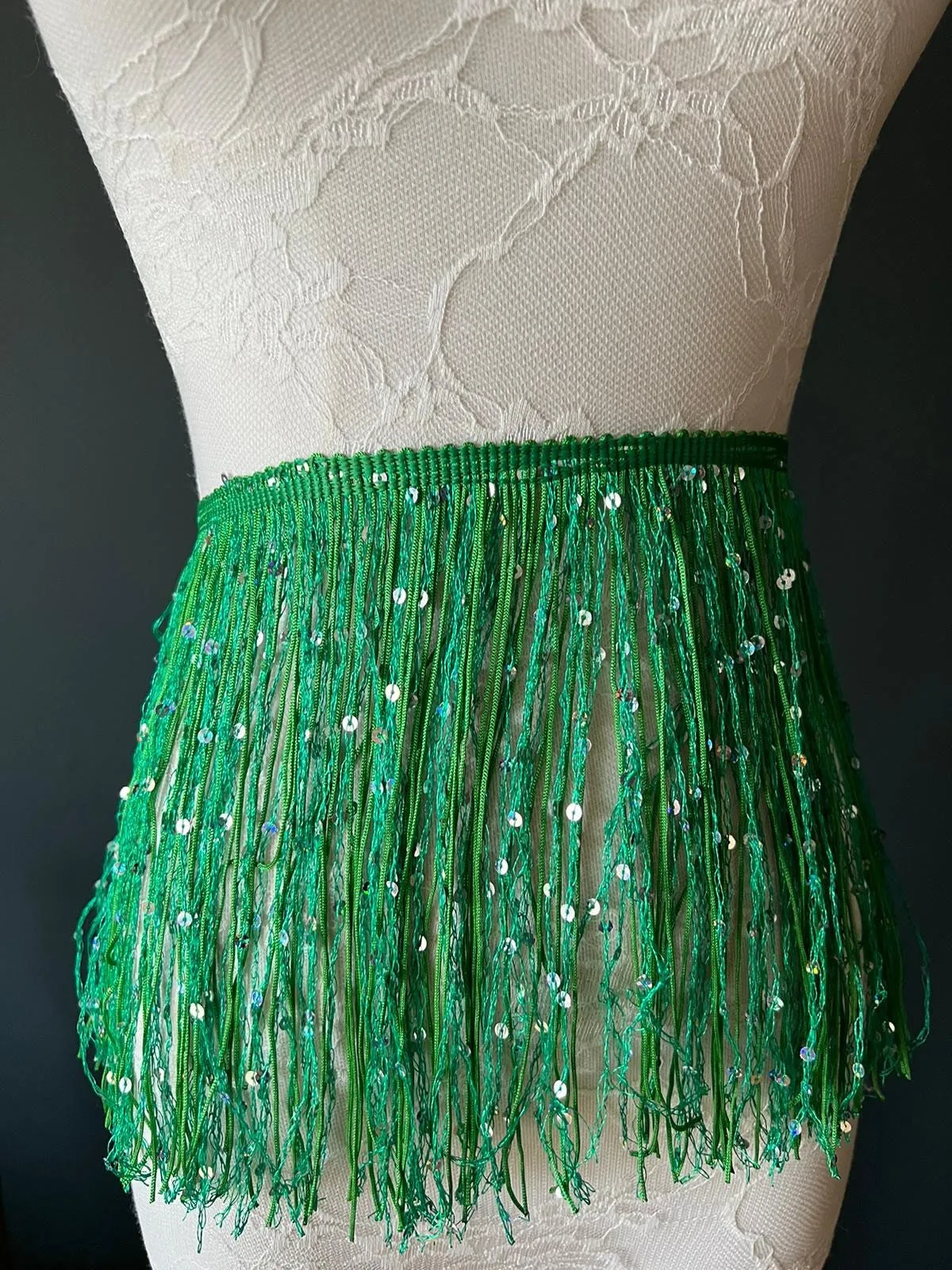 Fringe, Fringe With Sequins, Sequinned,  Sequin Fringe, Dance, Costumes, Fashion, Party, Dress Fringe, 20cm, 8 inch, 8 Colours, Navy