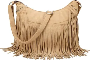 Fringe Hobo Bags for Women Vintage Suede Crossbody Bag Hippie Western Cowgirl Purses Tassel Shoulder Bag