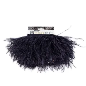 Fringe Trim | Ostrich Feathers 5-5½” | Black | 2 Yard 2 Ply