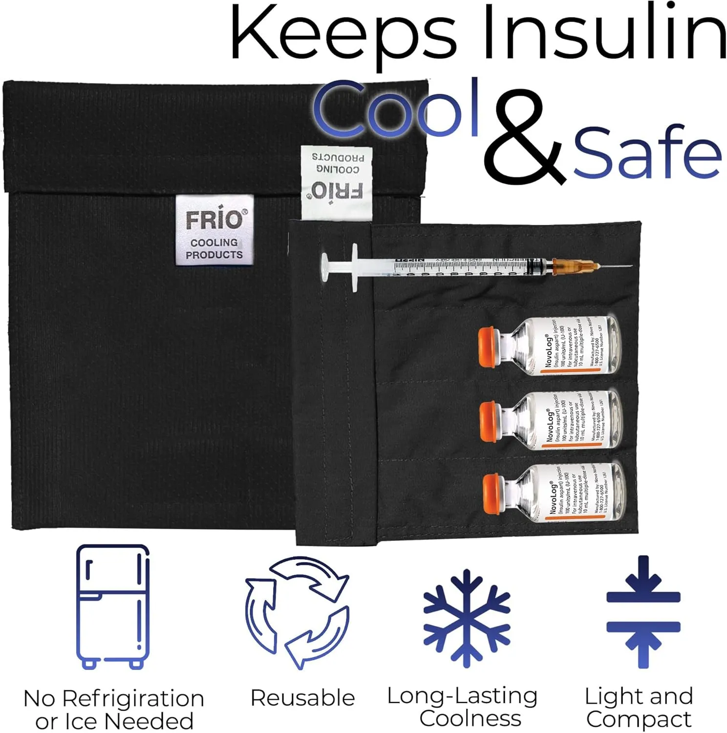 FRIO Small Medication Cooling Wallet - 45  Hours of Stress Free Insulin Cooler - No Ice On The Go Travel Case