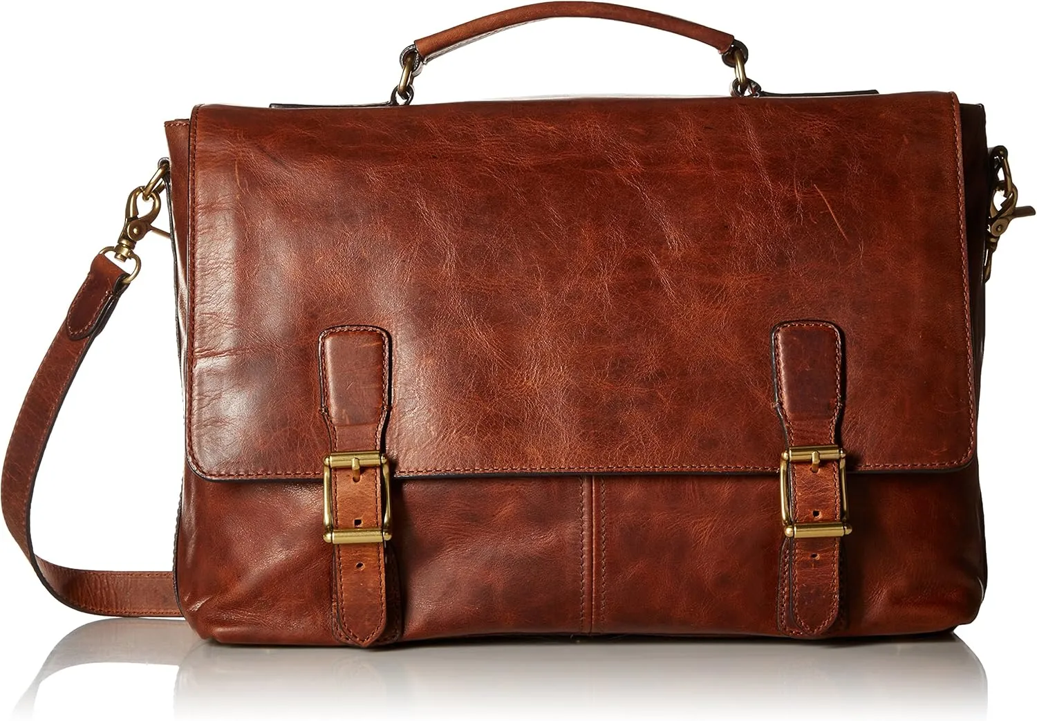 FRYE Men's Logan Top Handle Messenger Bag, Cognac, One Size,Standard
