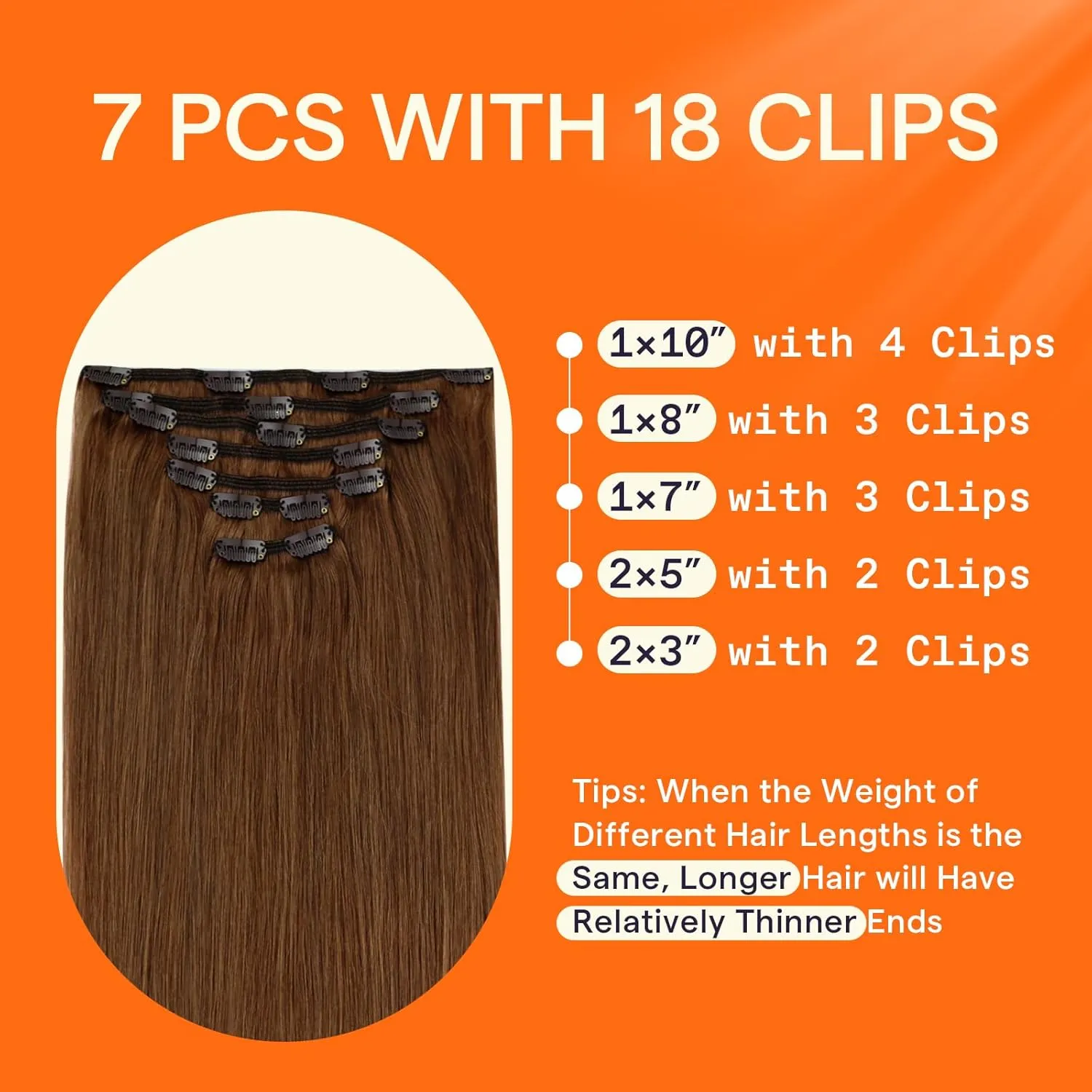 Full Shine Clip in Hair Extensions Human Hair Auburn Brown Remy Hair Clip in Extensions Copper Brown Long Hair Extensions for Women 20 Inch 7 Pcs 120 G