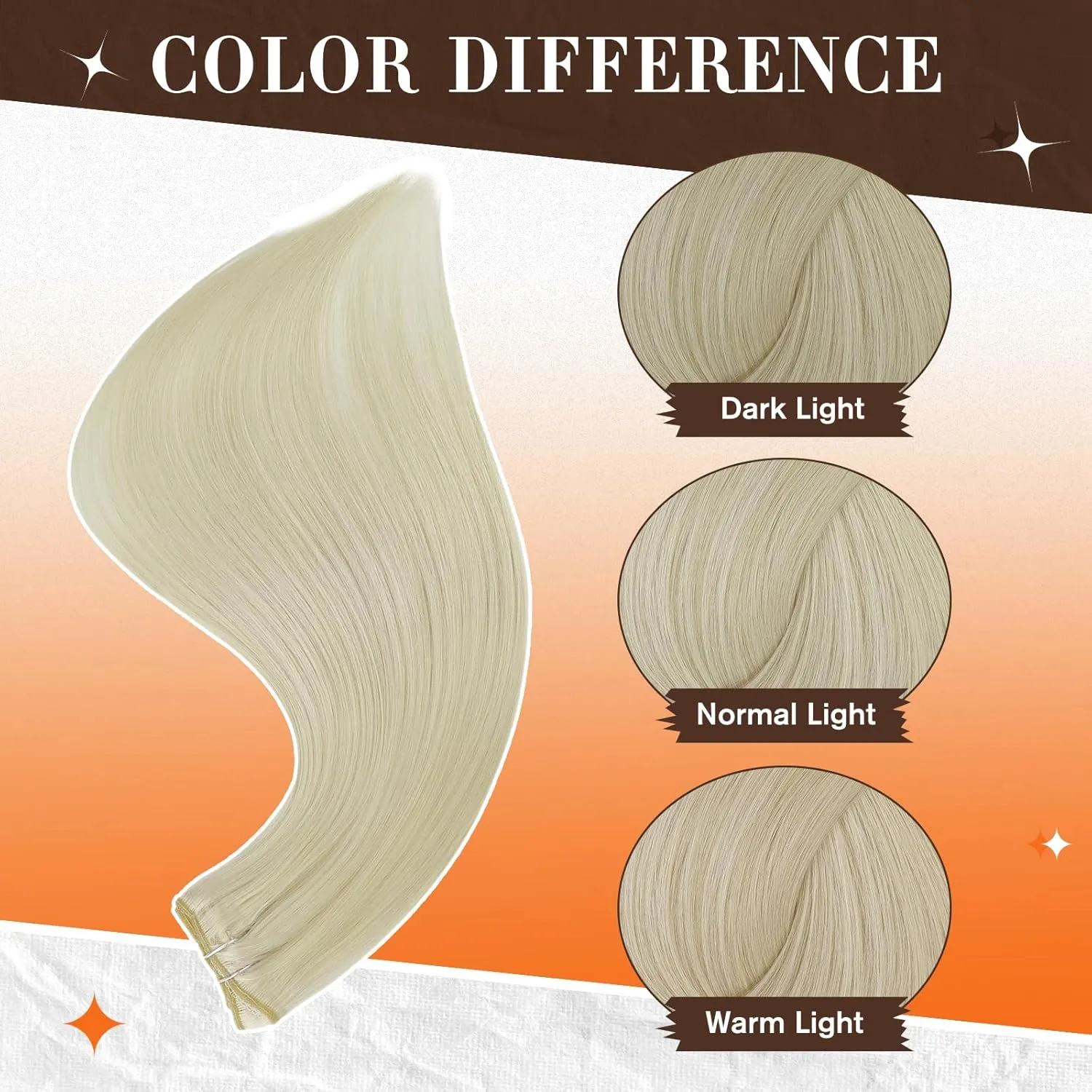 Full Shine Lace Clip in Hair Extensions - Blonde Natural Extensions, Clip ins, Short Hair, Platinum Blonde Human Hair, 10 Inch, 60 Grams, 3Pcs