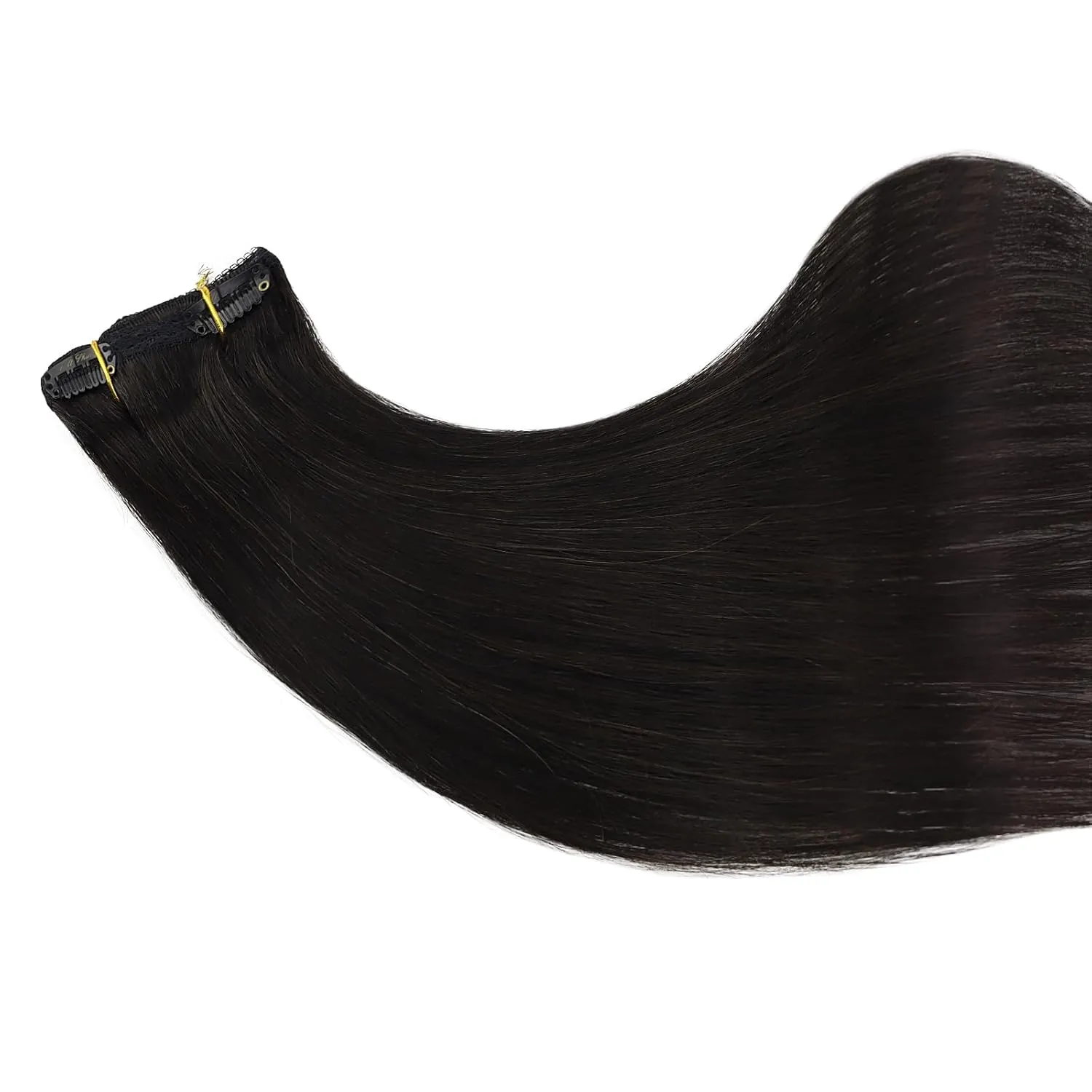 Full Shine Lace Hair Extensions Clip in Human Hair Black Hair Extensions Double Weft Straight Clip in Extensions for Short Hair Natural Hair Black Real Human Hair Clip ins 10 Inch 60Grams 3Pcs