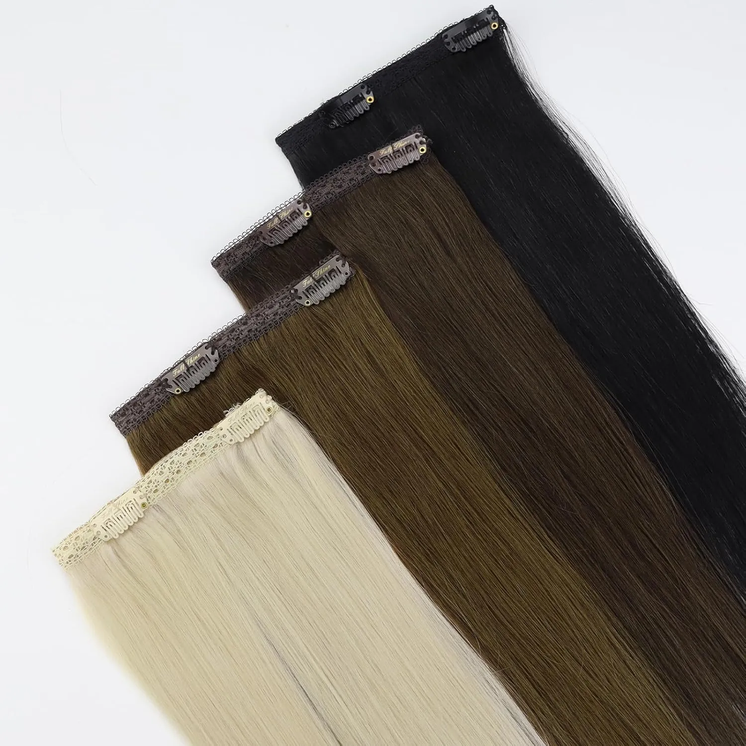 Full Shine Lace Hair Extensions Clip in Human Hair Black Hair Extensions Double Weft Straight Clip in Extensions for Short Hair Natural Hair Black Real Human Hair Clip ins 10 Inch 60Grams 3Pcs