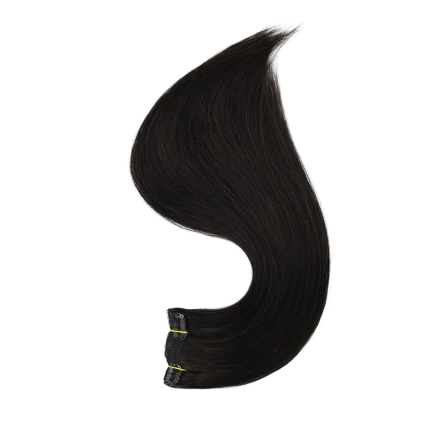 Full Shine Lace Hair Extensions Clip in Human Hair Black Hair Extensions Double Weft Straight Clip in Extensions for Short Hair Natural Hair Black Real Human Hair Clip ins 10 Inch 60Grams 3Pcs