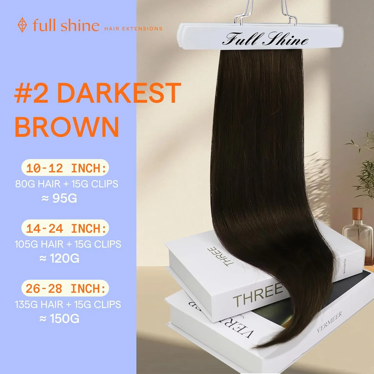 Full Shine Short Brown Hair Extensions Clip in Human Hair Triple Weft Remy Hair Clip in Extensions Invisible Dark Brown Hair Extensions Straight Brazilian Hair 10 Inch 7 Pcs