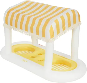 FUNBOY Giant Floating Cabana Stripe Drink Station, Removable Fabric Shade with Fringe, Perfect for Parties, Table-Top Decorations and in-Pool Refreshments.
