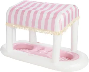 FUNBOY Giant Floating Cabana Stripe Drink Station, Removable Fabric Shade with Fringe, Perfect for Parties, Table-Top Decorations and in-Pool Refreshments.