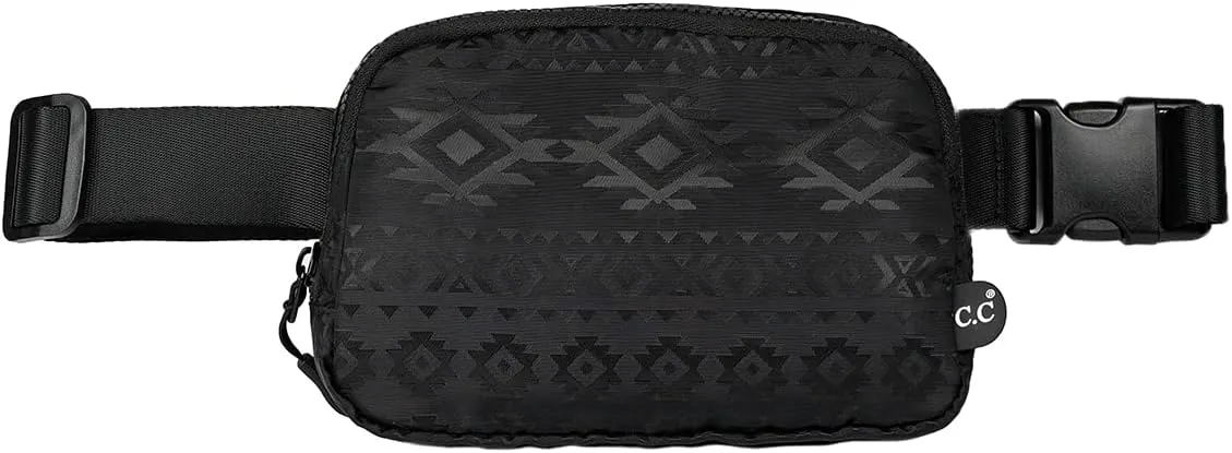 Funky Junque Versatile Black Fanny Pack Belt Bag for Women and Girls, Adjustable Crossbody Waist Bag with Multiple Pockets - Aztec - Black