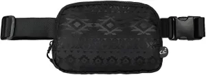 Funky Junque Versatile Black Fanny Pack Belt Bag for Women and Girls, Adjustable Crossbody Waist Bag with Multiple Pockets - Aztec - Black