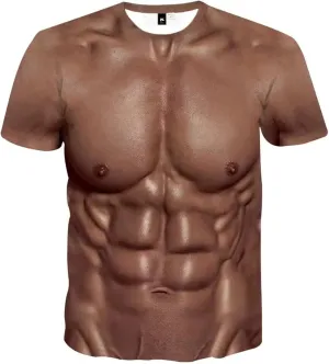 Funny 3D Muscle Printed Men's Short Sleeve T-Shirt 3D Print Muscle T-Shirt Summer Tees