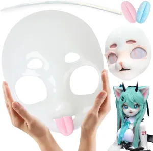 Fursuit Head Base Furry Therian Mask, 3D Printed Plastic Mask DIY Anime Costume Props for Kawaii Cosplay