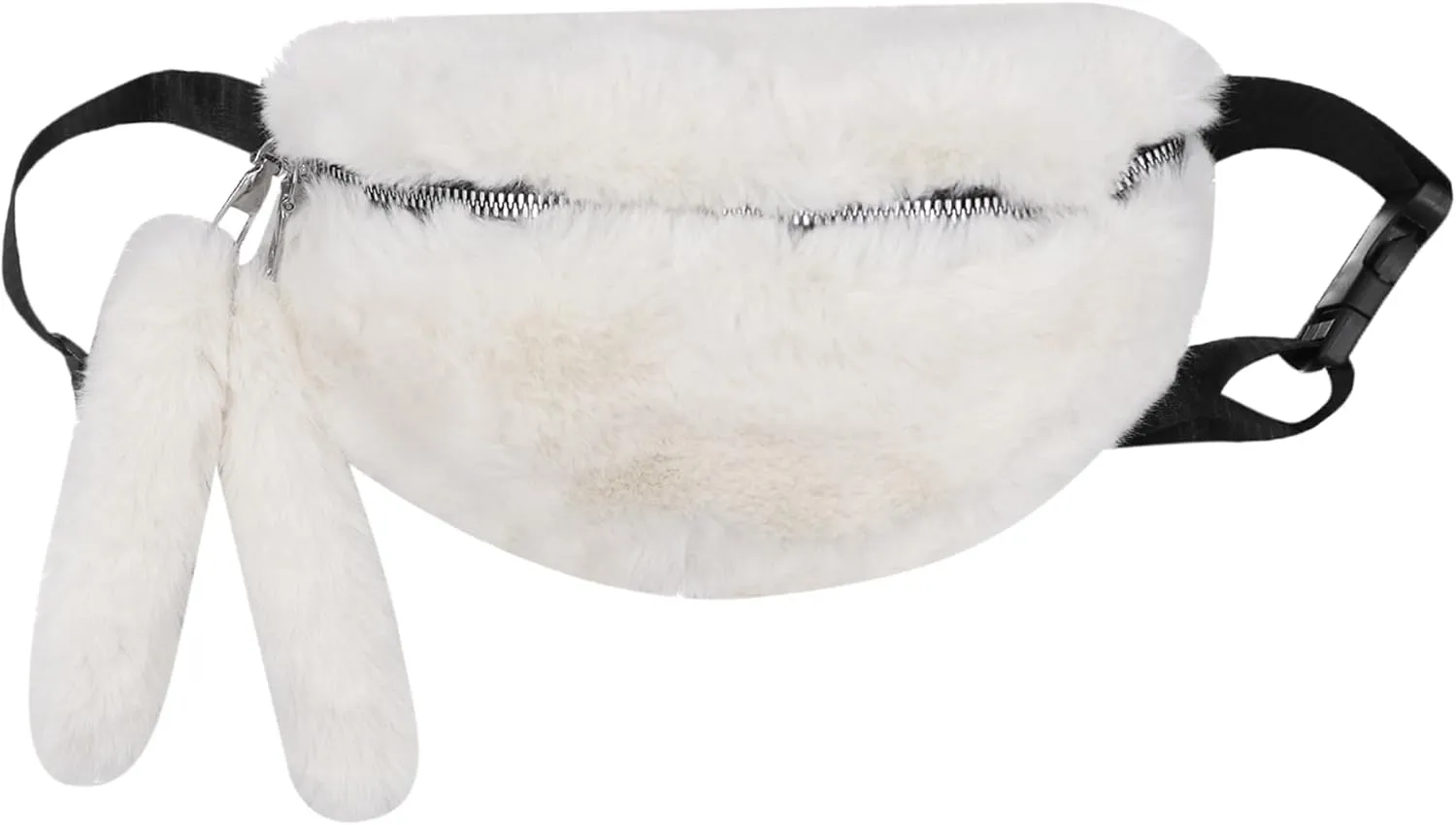 Fuzzy Fanny Pack for Women Faux Fur Belt Bum Bag with Adjustable Strap Waist Pouch Casual Crossbody Purse for Travel