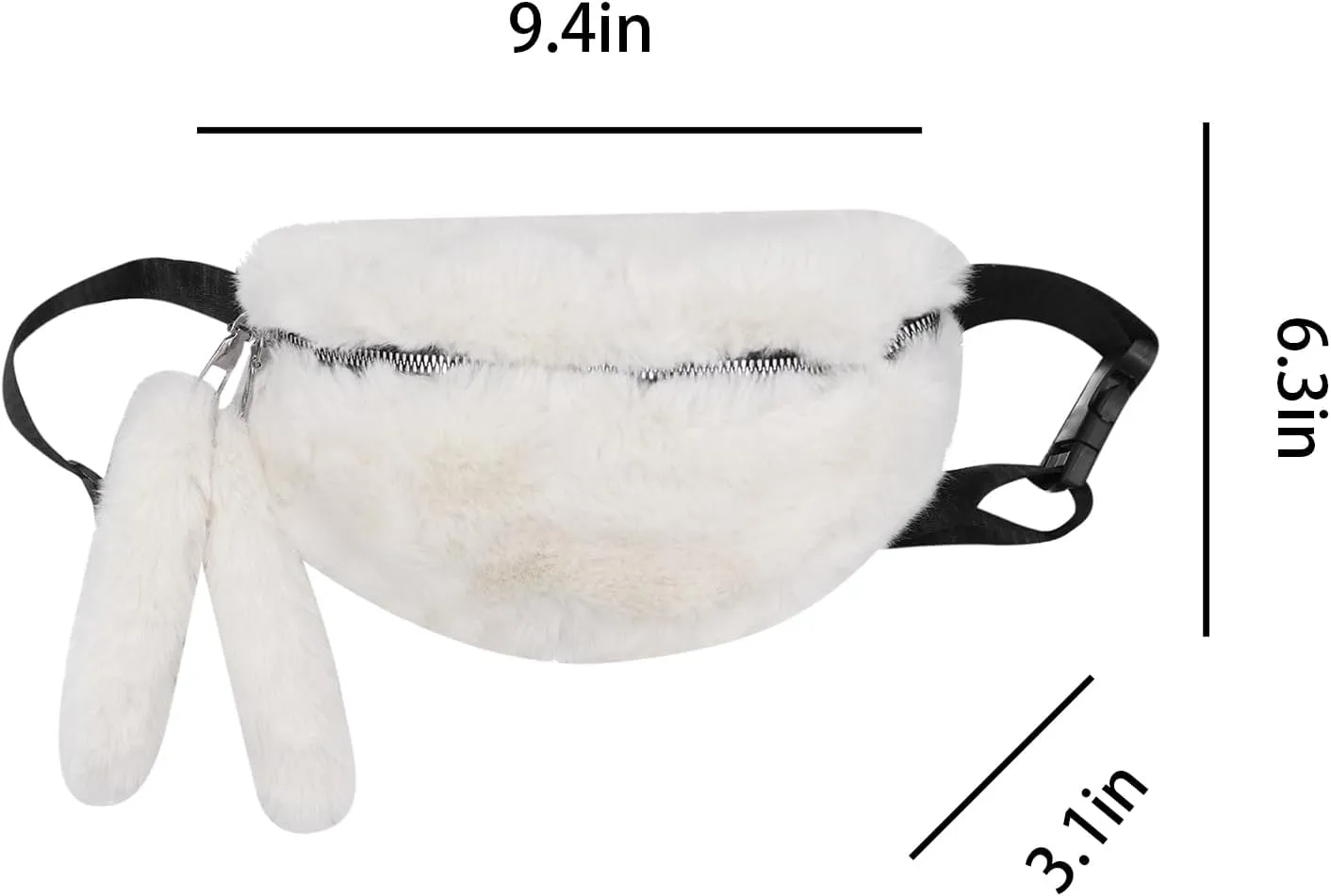 Fuzzy Fanny Pack for Women Faux Fur Belt Bum Bag with Adjustable Strap Waist Pouch Casual Crossbody Purse for Travel