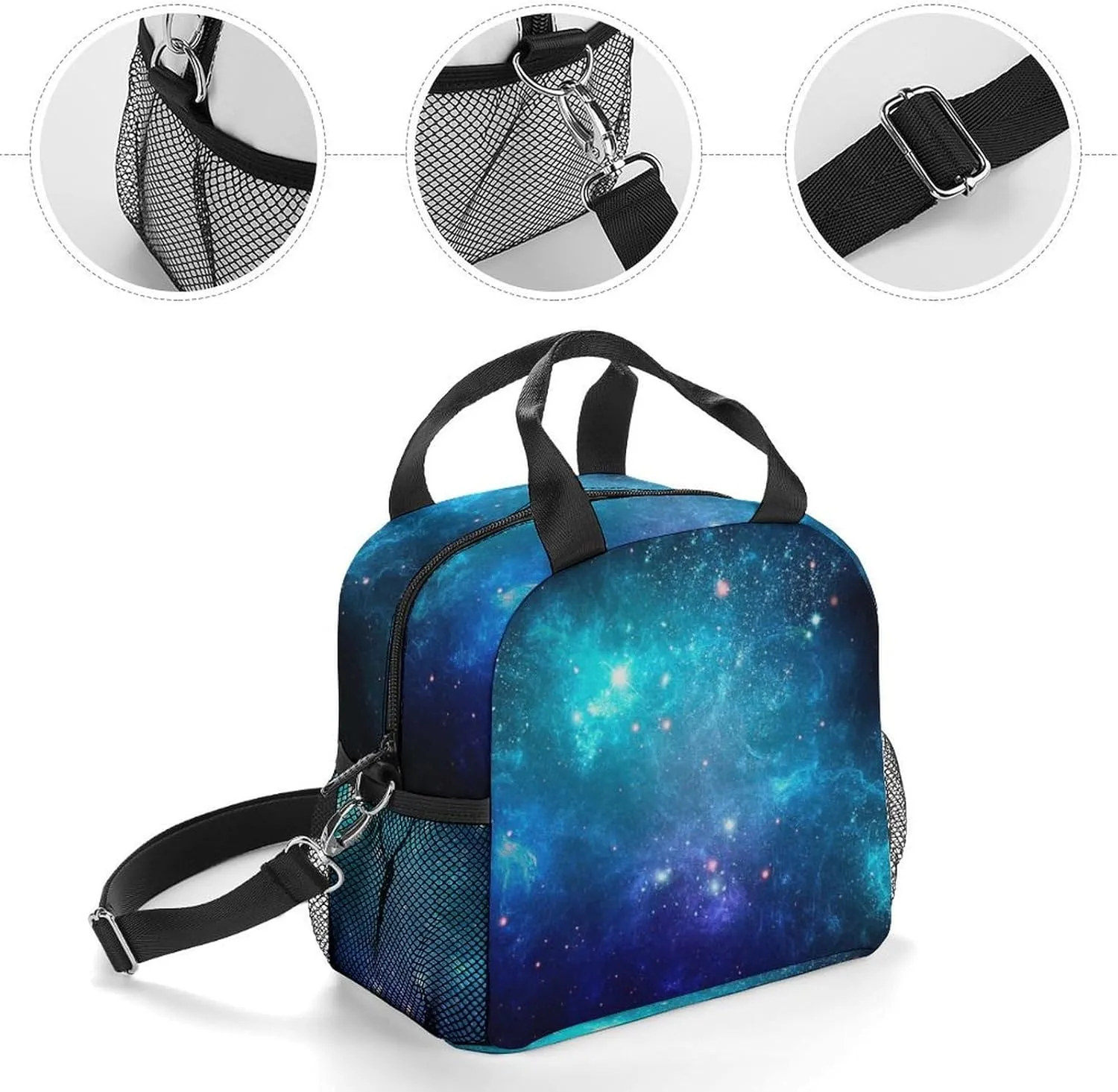 Galaxy Nebula Space Adjustable Shoulder Strap Insulated And Leak Proof Premium Lunch Bag Unisex