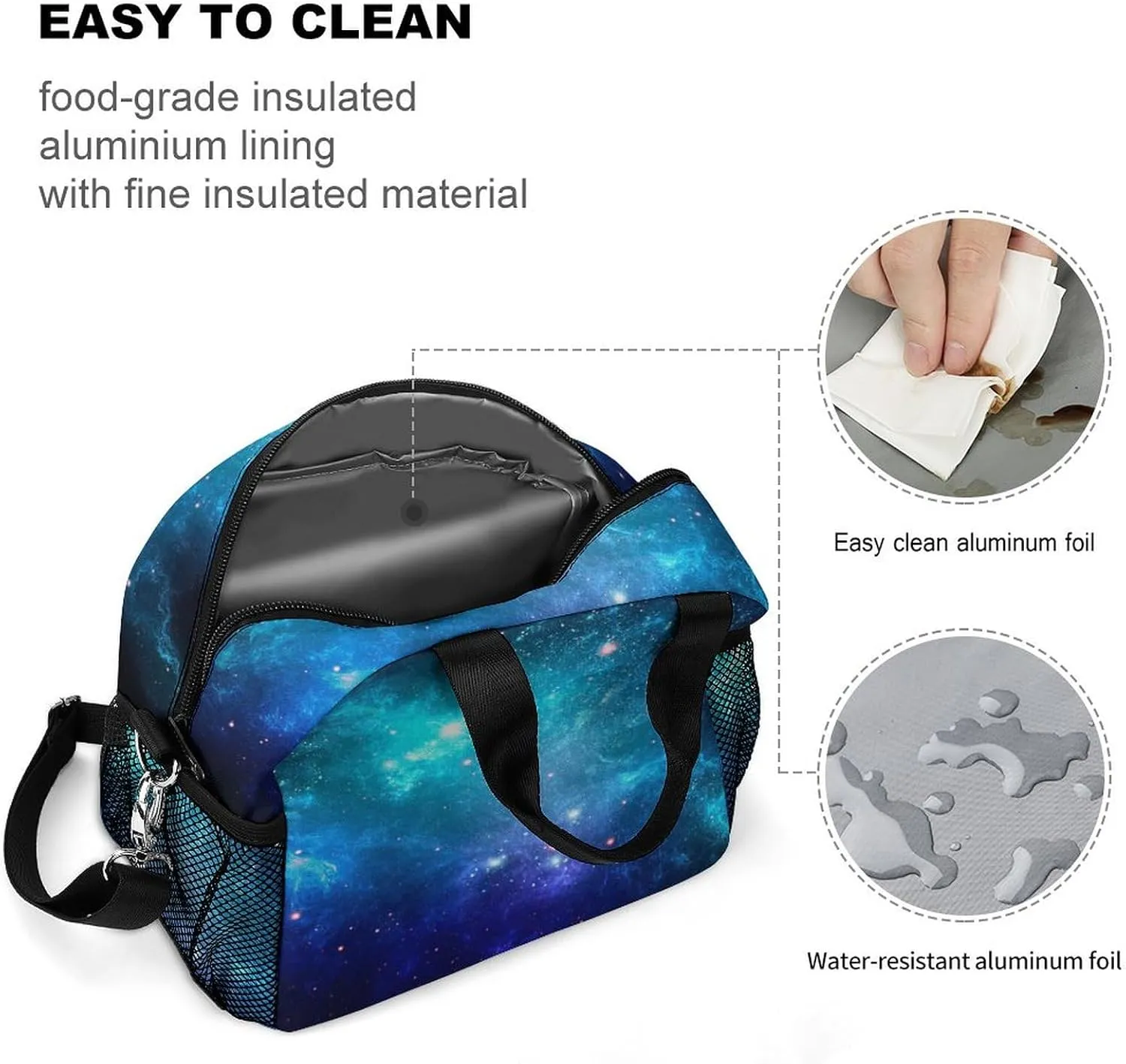Galaxy Nebula Space Adjustable Shoulder Strap Insulated And Leak Proof Premium Lunch Bag Unisex