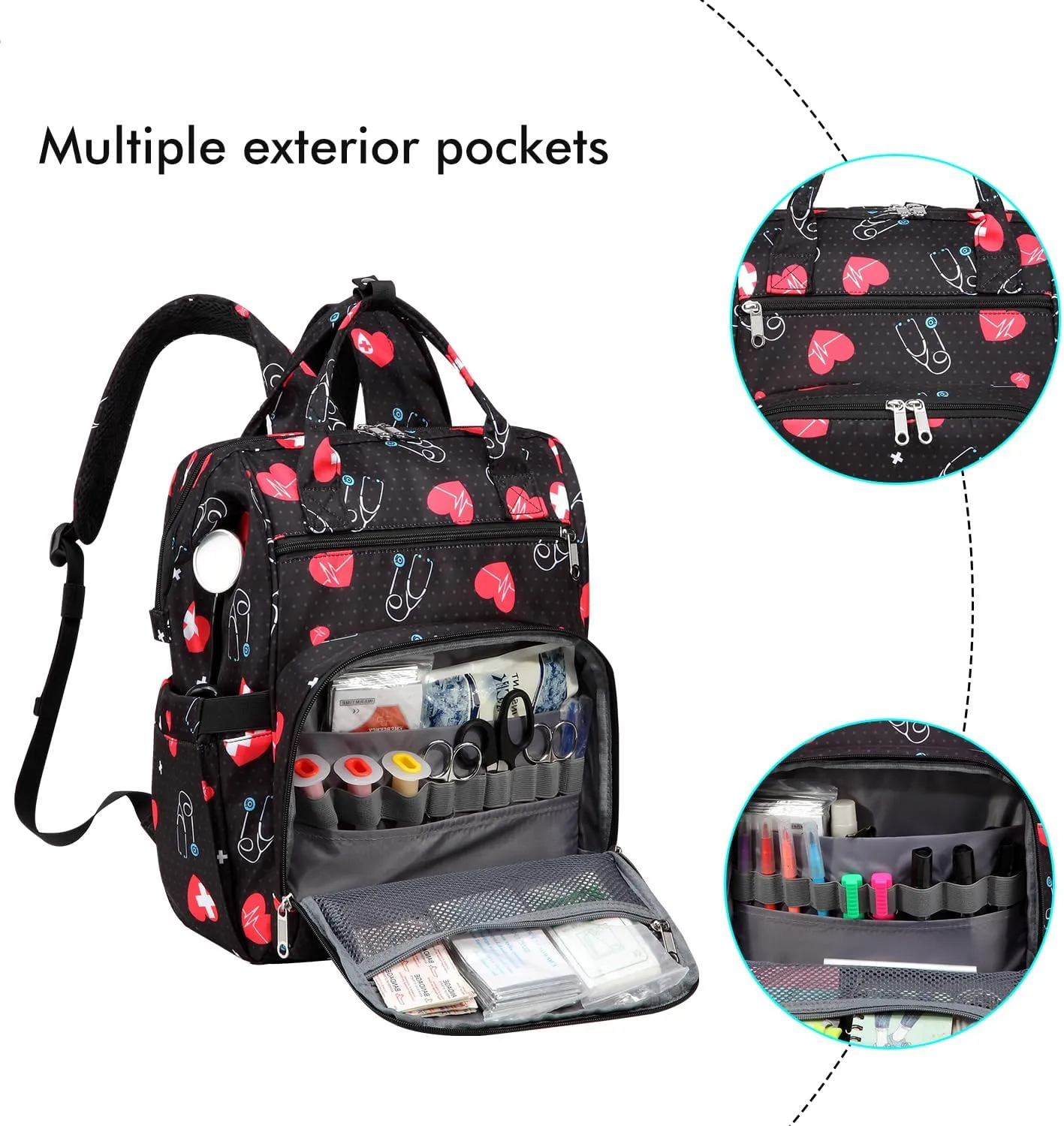 Gatycallaty Nursing Backpack, Heart Color, Female Targeted, Multi-Functional Design, Lightweight and Comfortable, Waterproof and Durable, Smart Organization