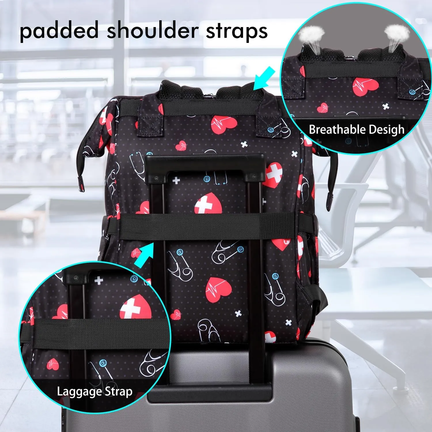 Gatycallaty Nursing Backpack, Heart Color, Female Targeted, Multi-Functional Design, Lightweight and Comfortable, Waterproof and Durable, Smart Organization