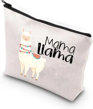 Generic Llama Makeup Bag Mama Llama Travel Cosmetic Bag Case Organizer Pouch Alpaca Pattern Cosmetic Bags With Zipper Toiletry Bags For Women Girl Animal Lover Gifts