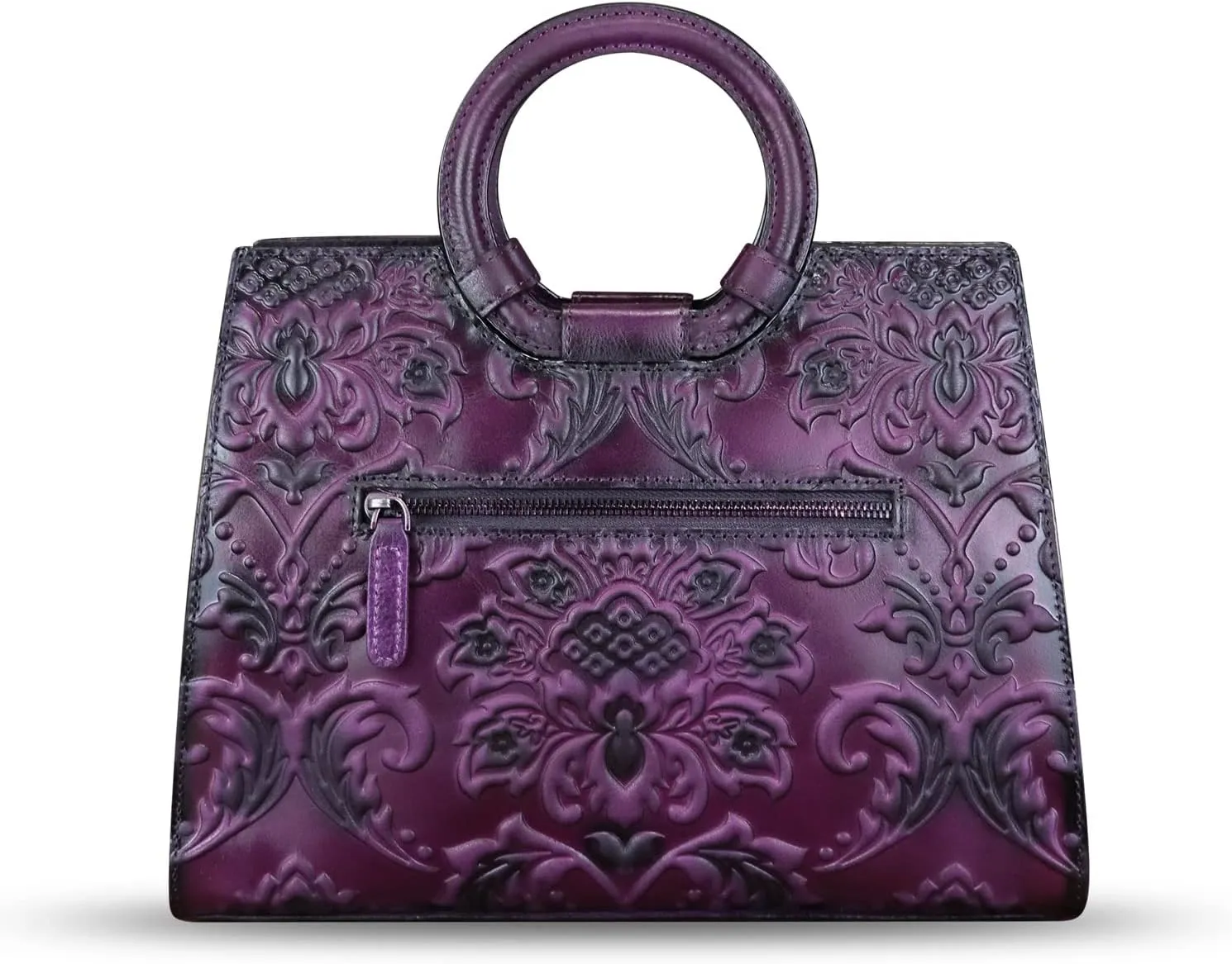 Genuine Leather Purses and Handbags for Women Vintage Embossed Leather Top Handle Satchel Bags Crossbody Shoulder Bag Strap