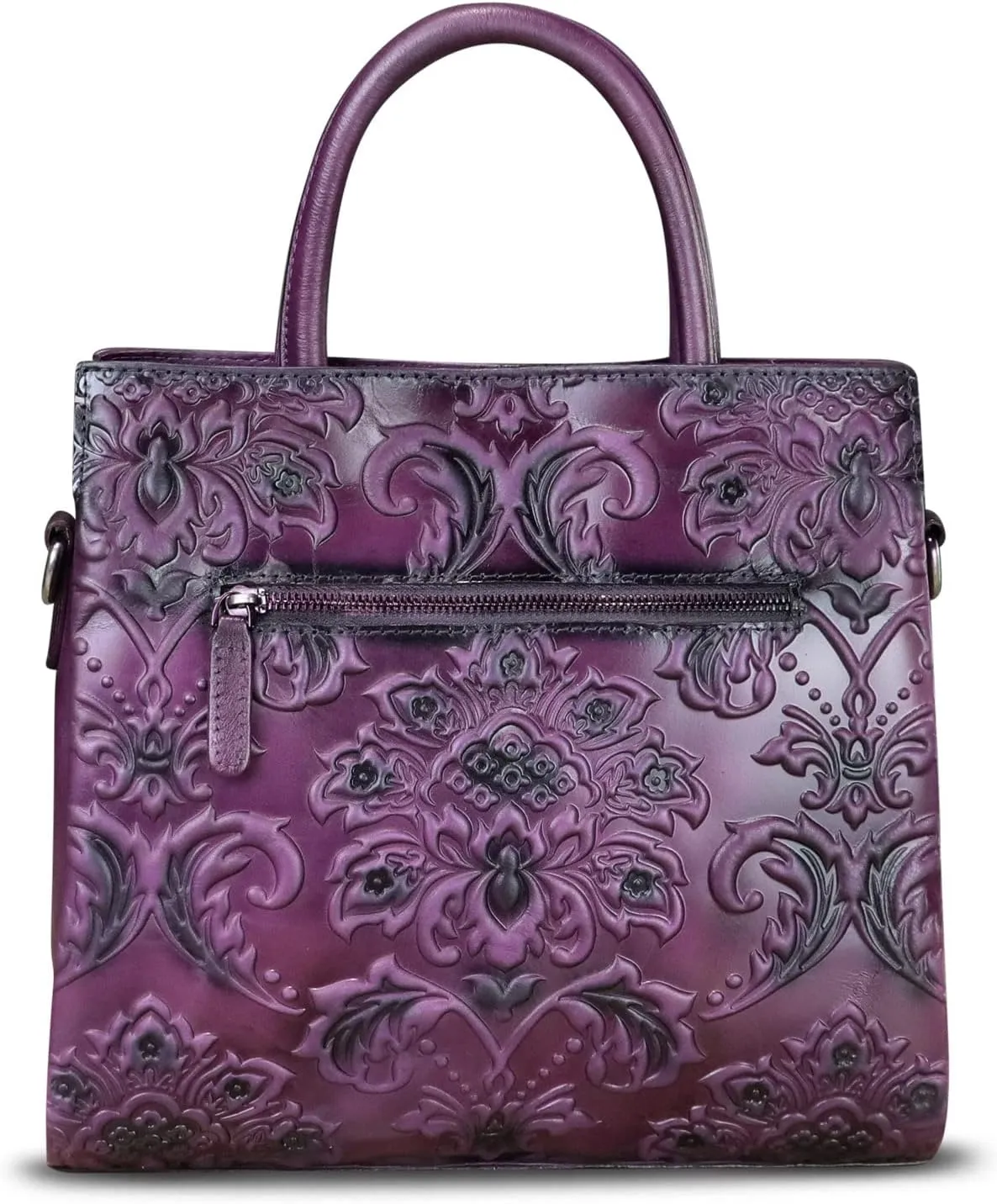 Genuine Leather Satchel for Women Top Handle Handbag Handmade Embossed Vintage Satchel Crossbody Handbags Purse Bag