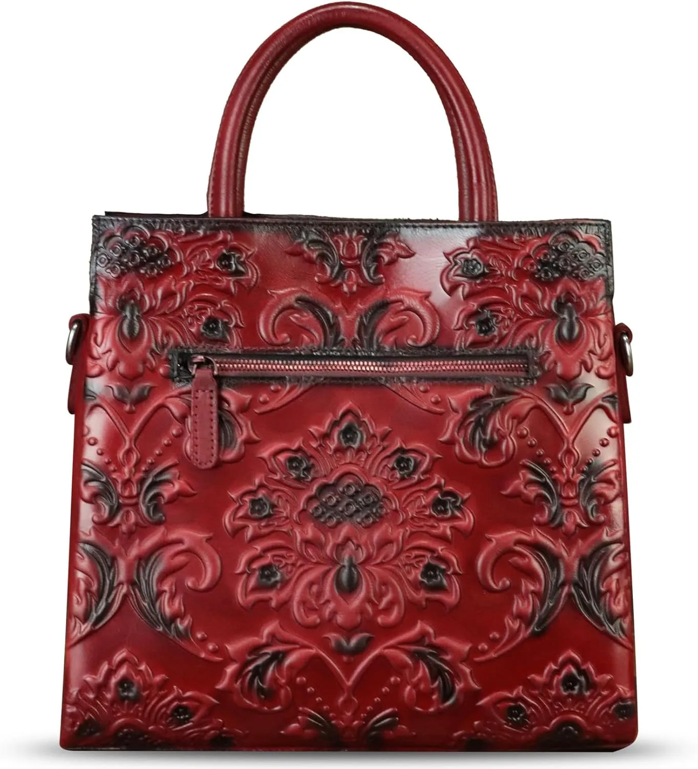 Genuine Leather Satchel for Women Top Handle Handbag Handmade Embossed Vintage Satchel Crossbody Handbags Purse Bag