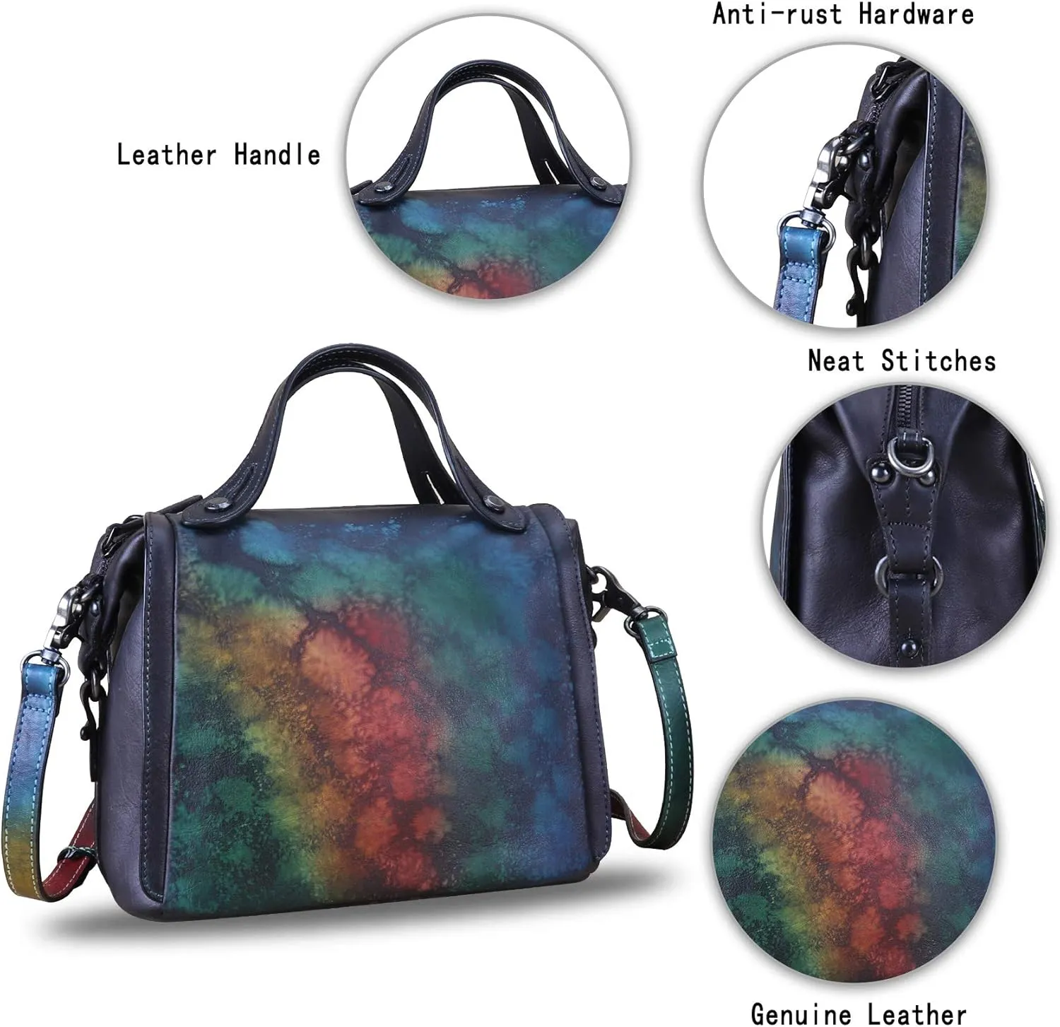 Genuine Leather Satchel Purse for Women Retro Handmade Top Handle Handbag Designer Crossbody Bags