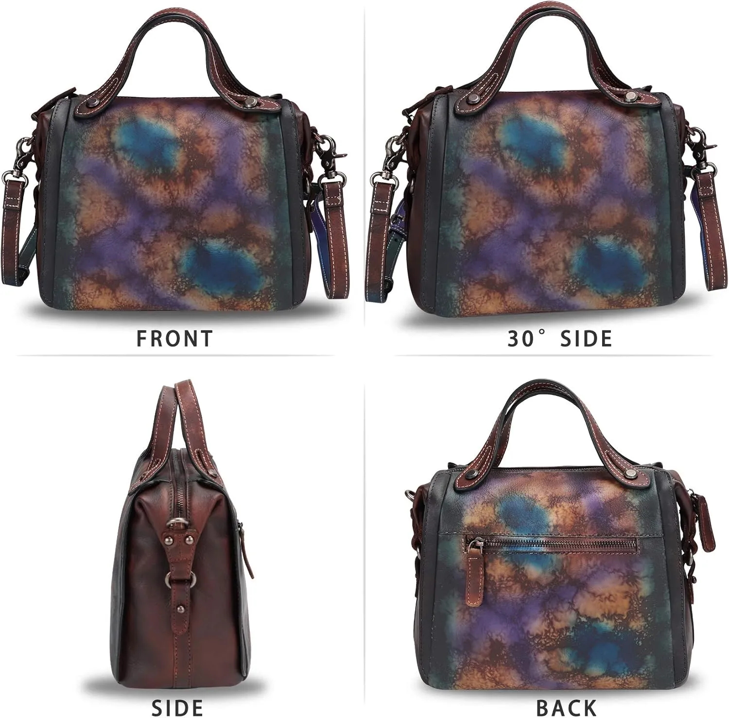 Genuine Leather Satchel Purse for Women Retro Handmade Top Handle Handbag Designer Crossbody Bags