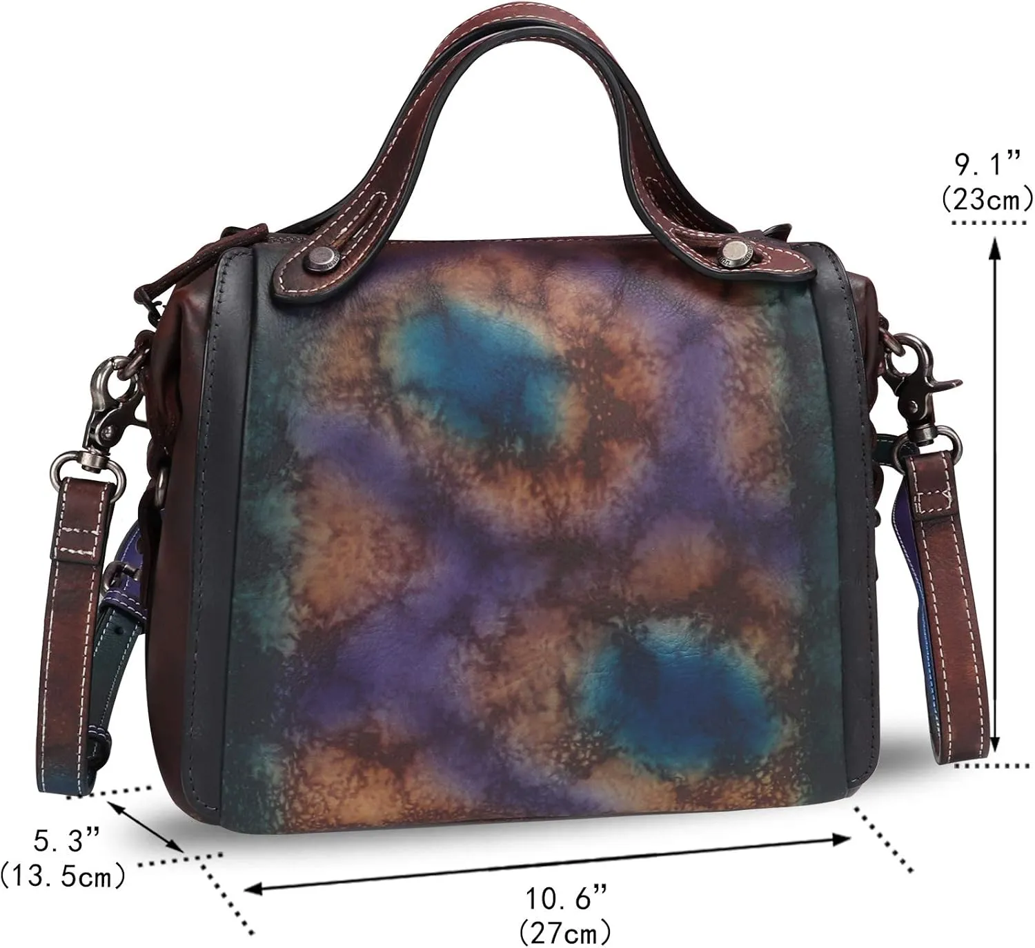 Genuine Leather Satchel Purse for Women Retro Handmade Top Handle Handbag Designer Crossbody Bags