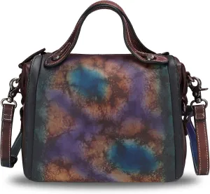 Genuine Leather Satchel Purse for Women Retro Handmade Top Handle Handbag Designer Crossbody Bags