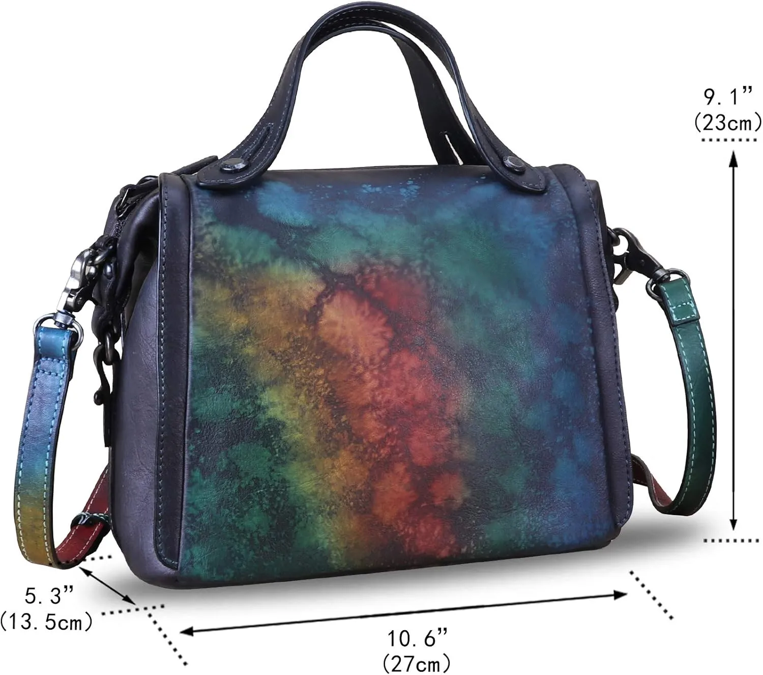 Genuine Leather Satchel Purse for Women Retro Handmade Top Handle Handbag Designer Crossbody Bags
