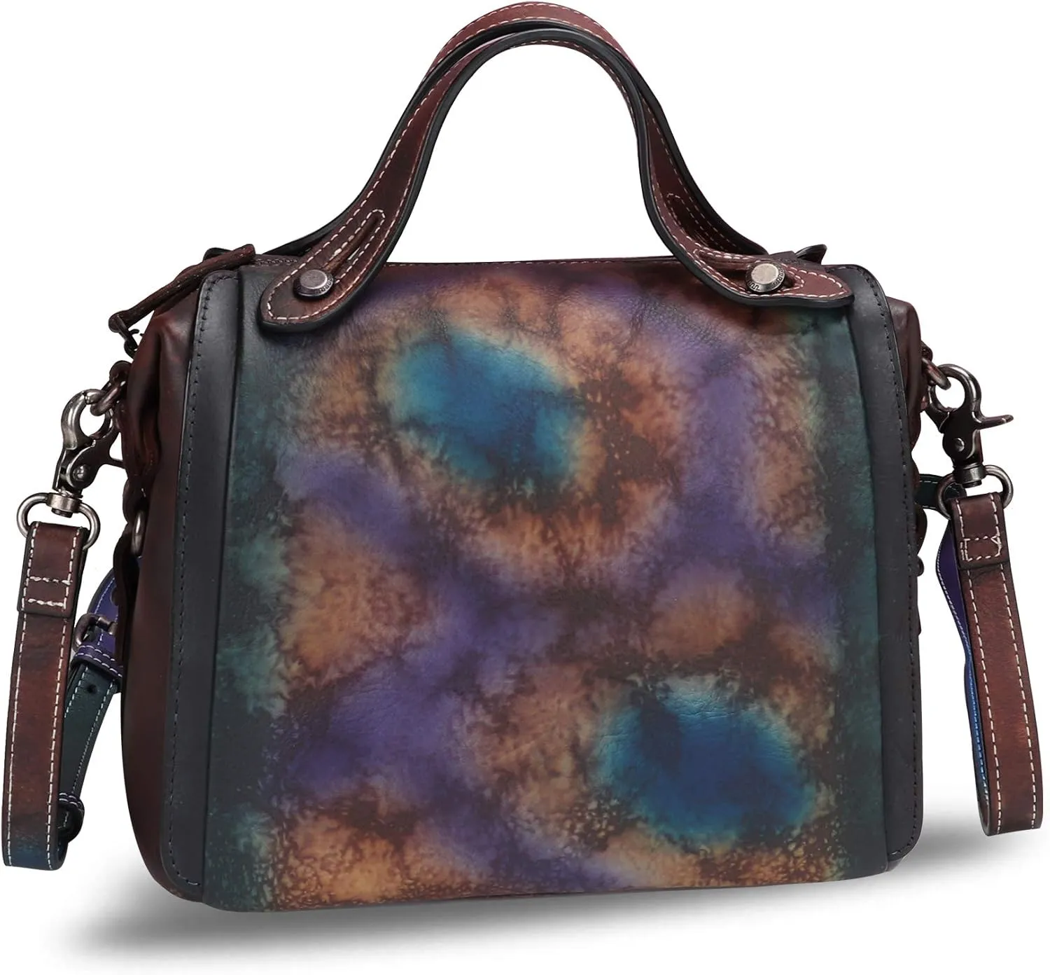 Genuine Leather Satchel Purse for Women Retro Handmade Top Handle Handbag Designer Crossbody Bags