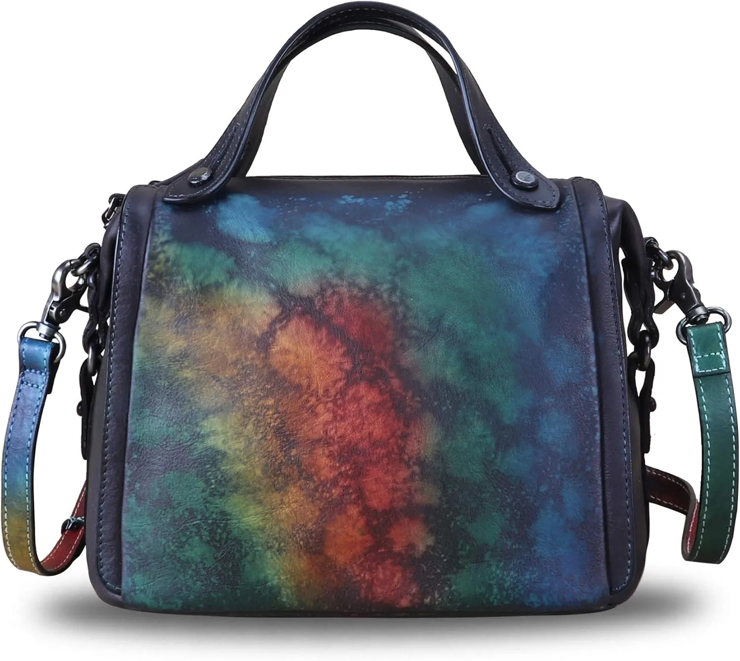Genuine Leather Satchel Purse for Women Retro Handmade Top Handle Handbag Designer Crossbody Bags