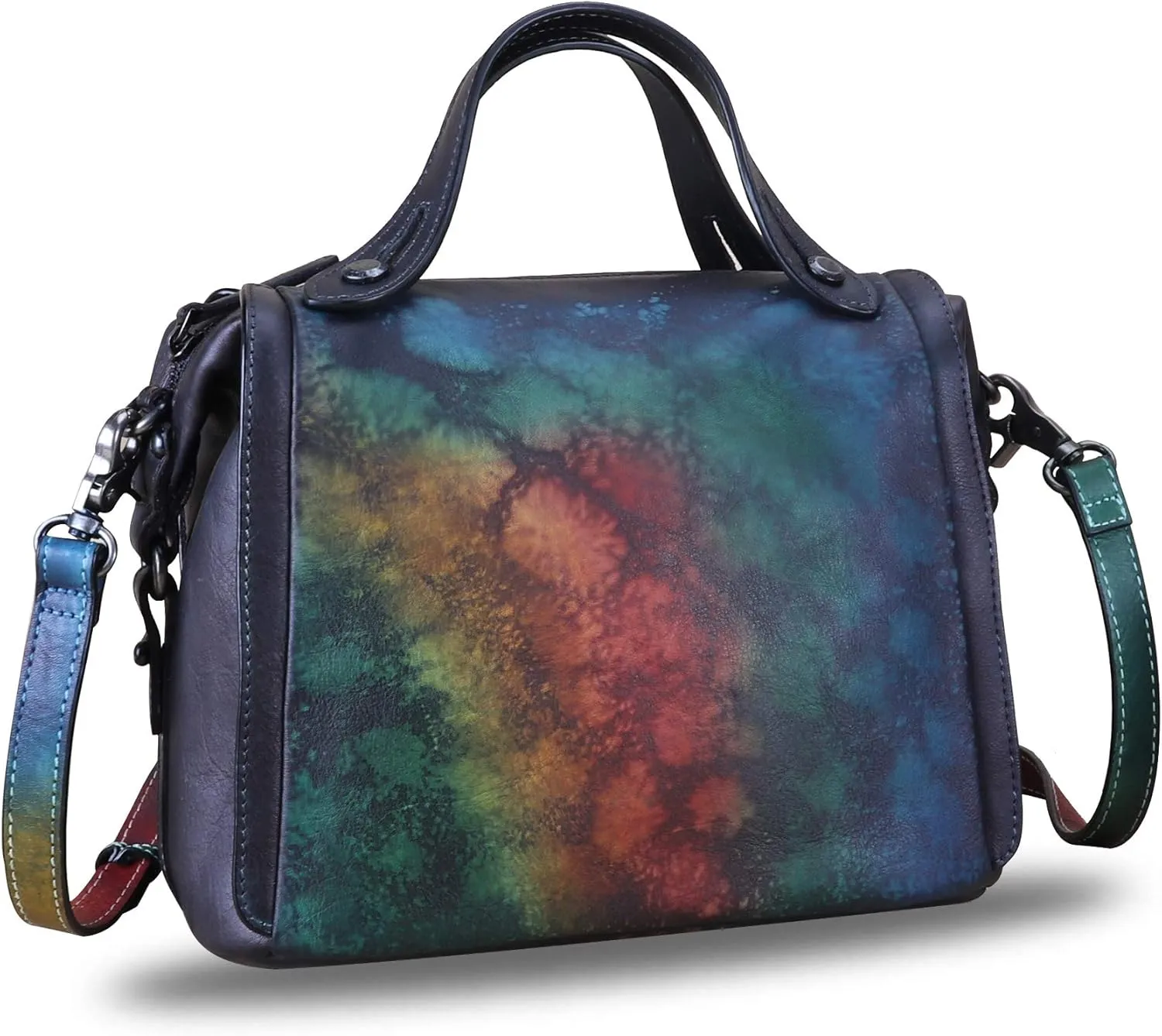 Genuine Leather Satchel Purse for Women Retro Handmade Top Handle Handbag Designer Crossbody Bags