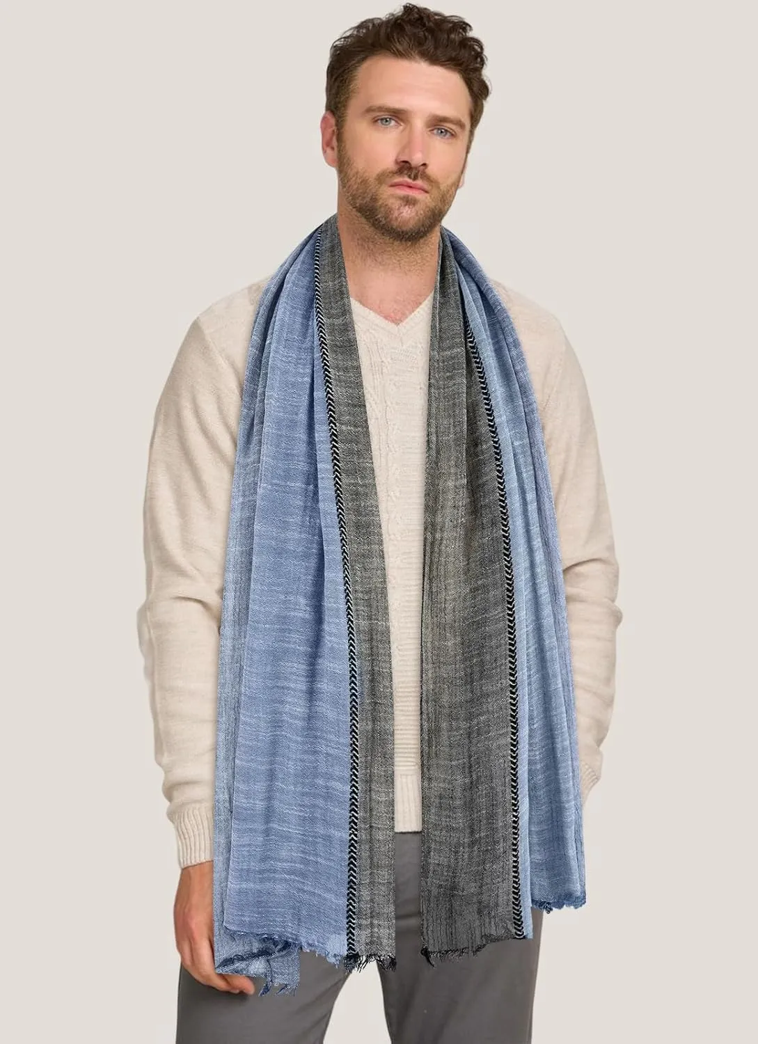 GERINLY Color Block Spring Scarf for Men Long Neck Wraps Shawl Urbanstyle Scarf Gift for Men