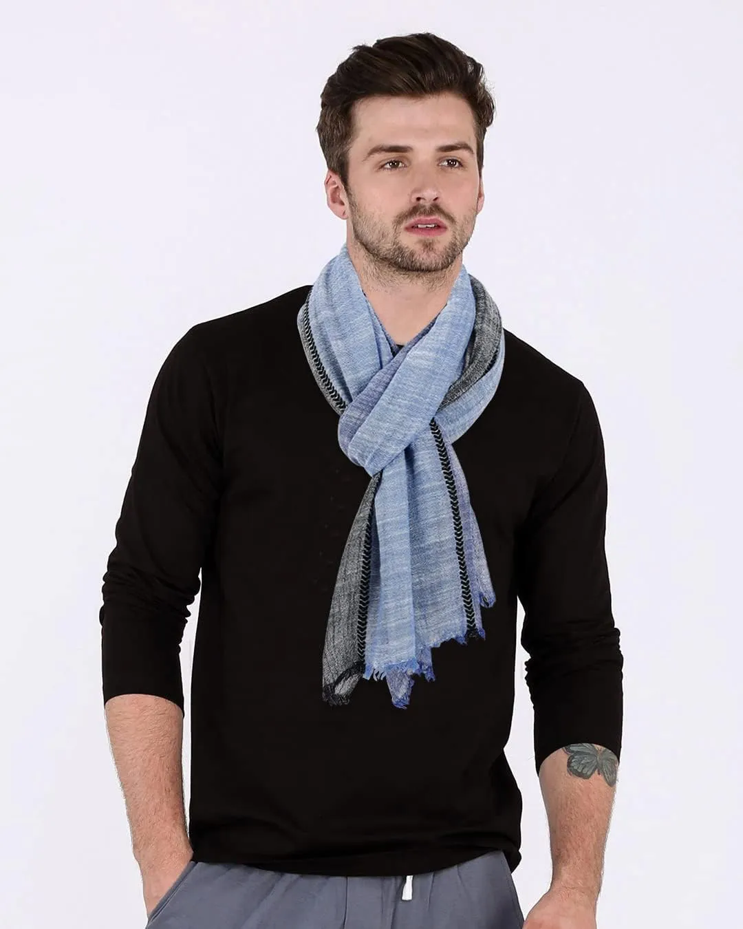 GERINLY Color Block Spring Scarf for Men Long Neck Wraps Shawl Urbanstyle Scarf Gift for Men