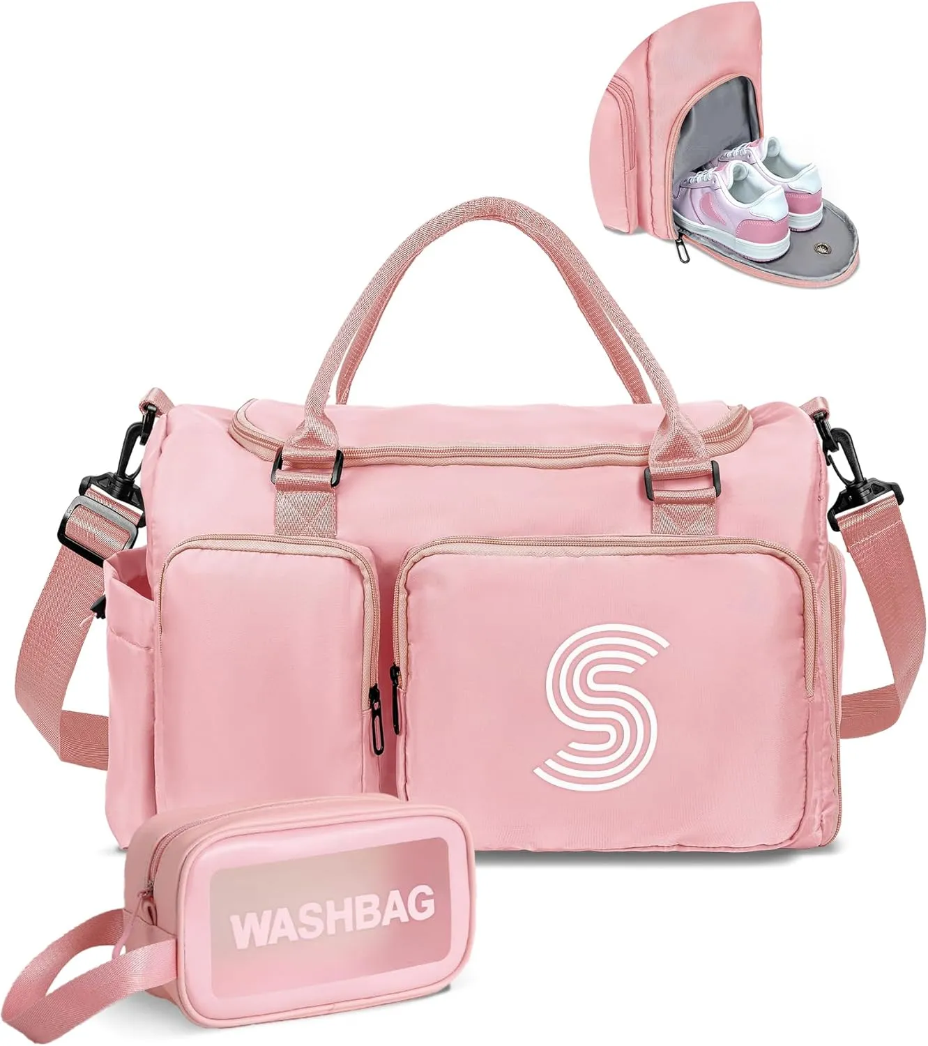 Gift for Teen Girl, Initial Gym Bag for Girls, Kids Travel Duffel Bag, Sports Bag, Personalized Weekender Bag with Shoes Compartment, wedding gifts for couples 2025, bridal shower Gifts