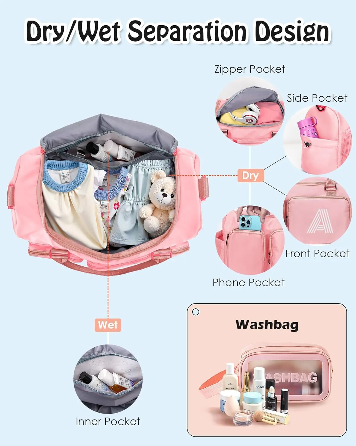 Gift for Teen Girl, Initial Gym Bag for Girls, Kids Travel Duffel Bag, Sports Bag, Personalized Weekender Bag with Shoes Compartment, wedding gifts for couples 2025, bridal shower Gifts