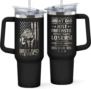 Gifts for Dad from Daughter, Son - Birthday, Fathers Day, Father's Day, Christmas Gifts for Dad - Father Gift Ideas, New Papa Daddy Stepdad Gift Ideas for Men - 40 Oz Black Tumbler