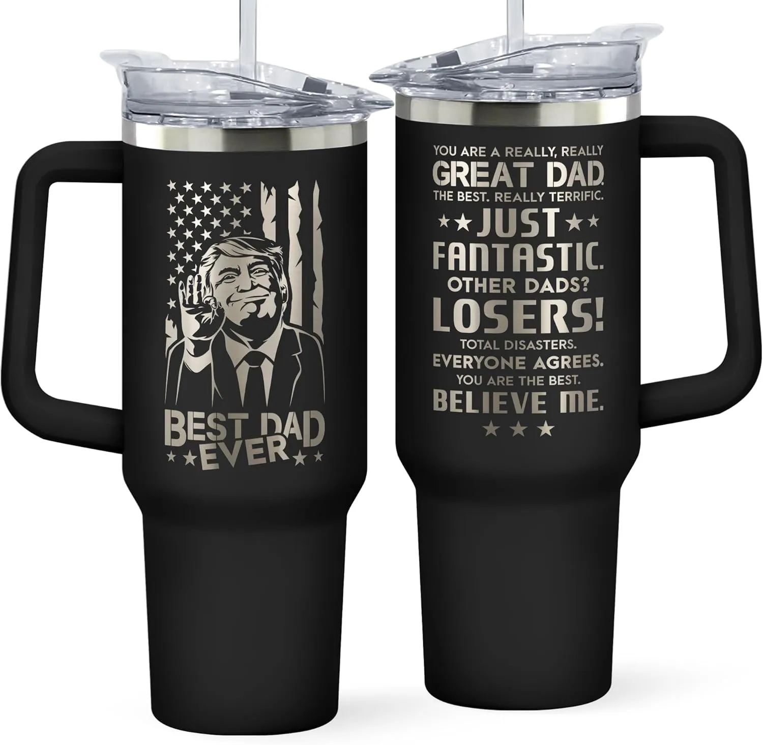 Gifts for Dad from Daughter, Son - Birthday, Fathers Day, Father's Day, Christmas Gifts for Dad - Father Gift Ideas, New Papa Daddy Stepdad Gift Ideas for Men - 40 Oz Black Tumbler
