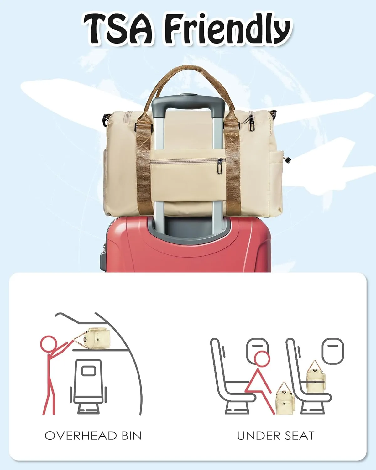 Gifts for Daughter, Initial Travel Duffel Bag, Sports Bag, Personalized Weekender Bag with Shoulder Strap, Monogram Overnight Bag, Gift for Friend Sister Women gifts