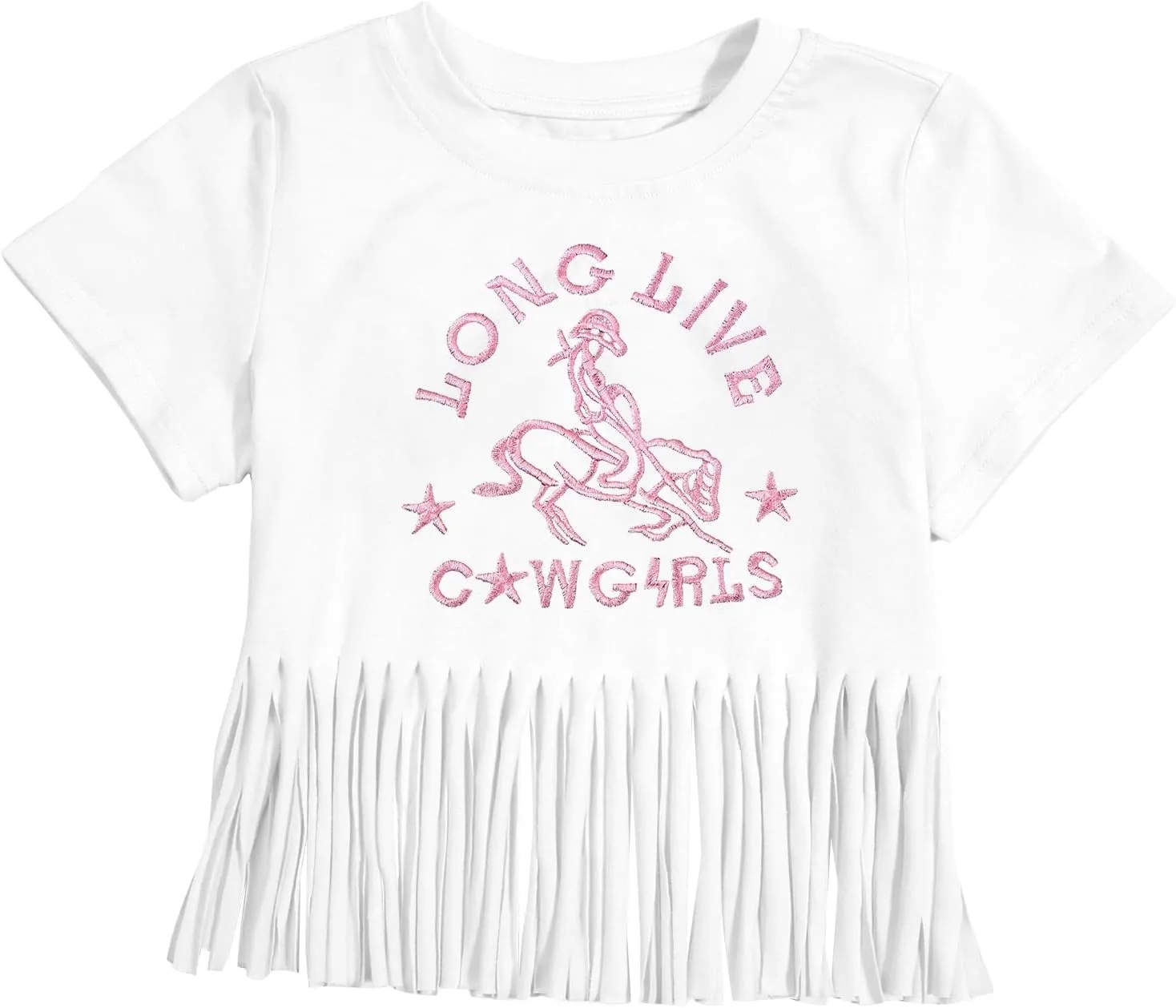 Girls Western Shirt Cowgirls Embroidered Country Concert T Shirt Graphic Horseback Rider Tassel Fringe Tee Tops
