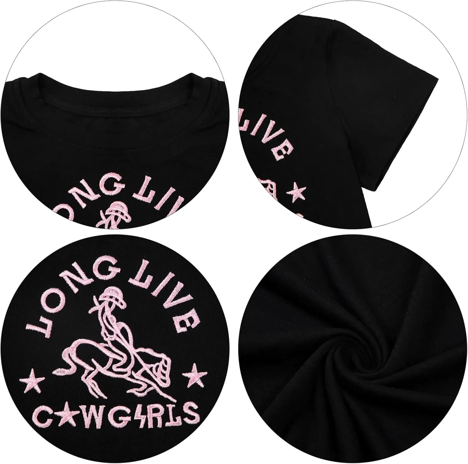 Girls Western Shirt Cowgirls Embroidered Country Concert T Shirt Graphic Horseback Rider Tassel Fringe Tee Tops