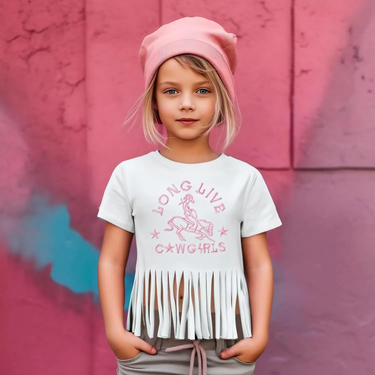 Girls Western Shirt Cowgirls Embroidered Country Concert T Shirt Graphic Horseback Rider Tassel Fringe Tee Tops