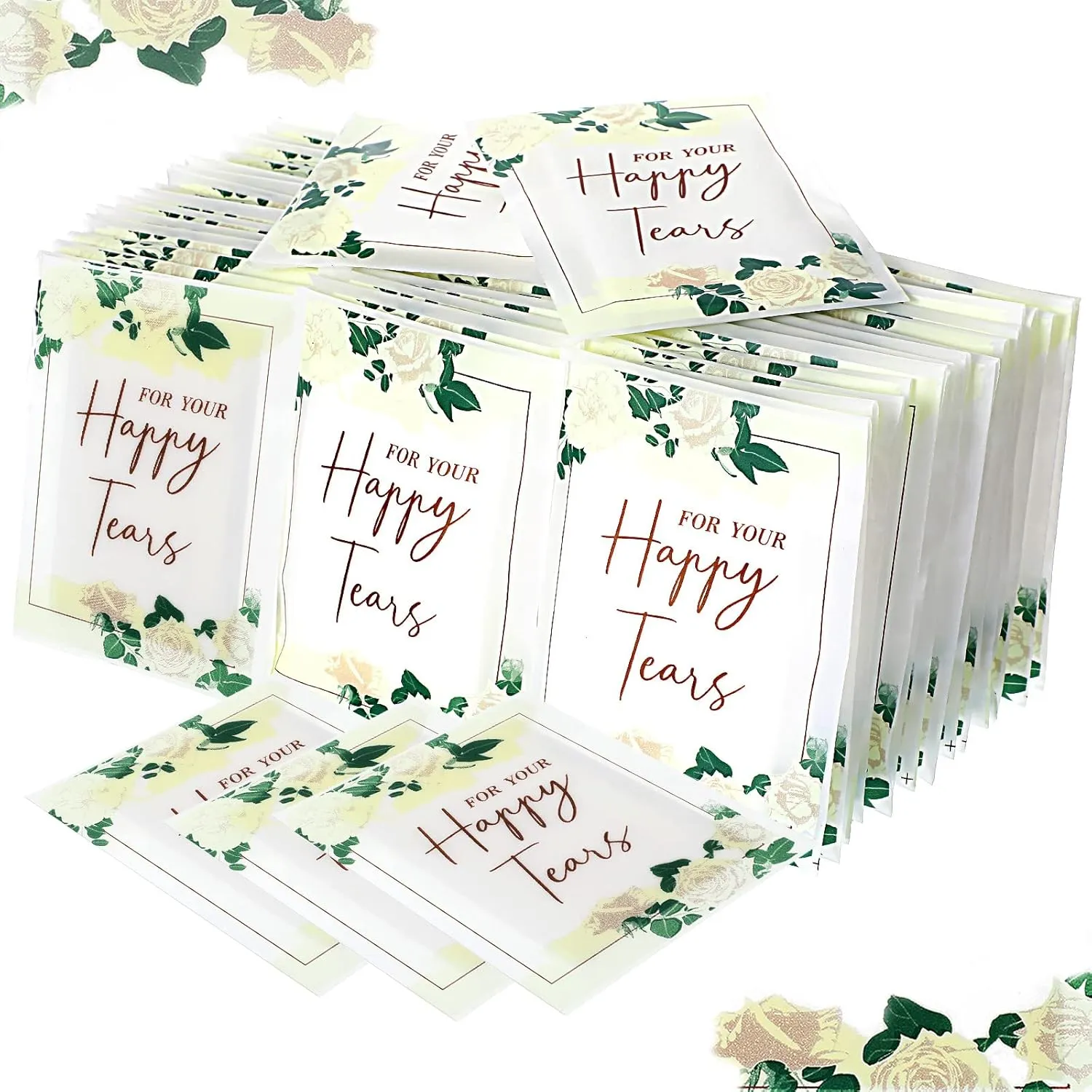 Glenmal 80 Happy Tears Tissue Packs Wedding Tissues Packs for Guests Travel Size Bulk Individual Facial Wedding Welcome Bag Stuffers Gift Bride and Groom Mother(Fresh Style)