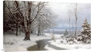 Global Gallery Budget GCS-267643-30-142 Anders Anderson-Lundby A Wooded Winter Landscape Gallery Wrap Giclee on Canvas Wall Art Print